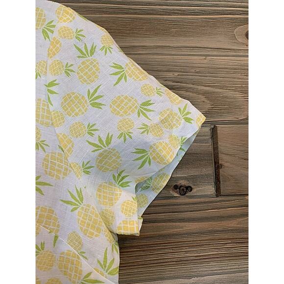J.CREW Linen Top Short Sleeve Blouse Pineapple Print Women's Sz L -MSRP 64.50$ - Picture 2 of 9